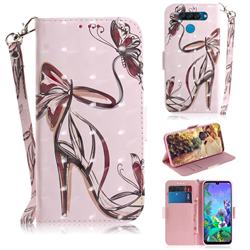 Butterfly High Heels 3D Painted Leather Wallet Phone Case for LG Q60