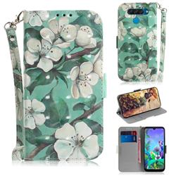 Watercolor Flower 3D Painted Leather Wallet Phone Case for LG Q60