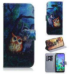 Oil Painting Owl PU Leather Wallet Case for LG Q60