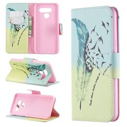 Feather Bird Leather Wallet Case for LG Q60