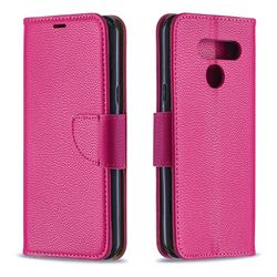 Classic Luxury Litchi Leather Phone Wallet Case for LG Q60 - Rose