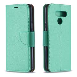 Classic Luxury Litchi Leather Phone Wallet Case for LG Q60 - Green