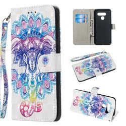 Colorful Elephant 3D Painted Leather Wallet Phone Case for LG Q60