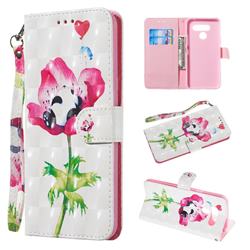 Flower Panda 3D Painted Leather Wallet Phone Case for LG Q60