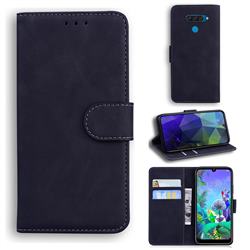 Retro Classic Skin Feel Leather Wallet Phone Case for LG Q60 - Black