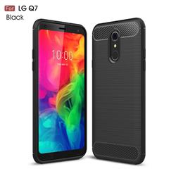 Luxury Carbon Fiber Brushed Wire Drawing Silicone TPU Back Cover for LG Q7 / Q7+ / Q7 Alpha / Q7α - Black