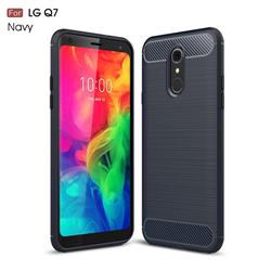 Luxury Carbon Fiber Brushed Wire Drawing Silicone TPU Back Cover for LG Q7 / Q7+ / Q7 Alpha / Q7α - Navy