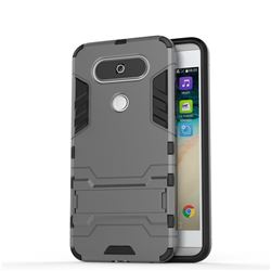 Armor Premium Tactical Grip Kickstand Shockproof Dual Layer Rugged Hard Cover for LG Q8(2017, 5.2 inch) - Gray