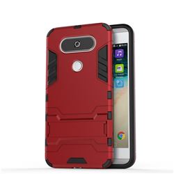 Armor Premium Tactical Grip Kickstand Shockproof Dual Layer Rugged Hard Cover for LG Q8(2017, 5.2 inch) - Wine Red