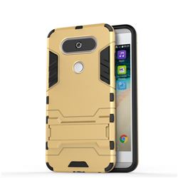 Armor Premium Tactical Grip Kickstand Shockproof Dual Layer Rugged Hard Cover for LG Q8(2017, 5.2 inch) - Golden