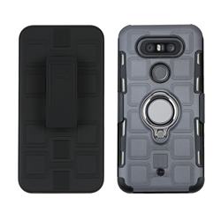3 in 1 PC + Silicone Leather Phone Case for LG Q8(2017, 5.2 inch) - Gray