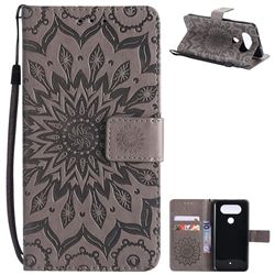 Embossing Sunflower Leather Wallet Case for LG Q8(2017, 5.2 inch) - Gray