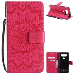 Embossing Sunflower Leather Wallet Case for LG Q8(2017, 5.2 inch) - Red