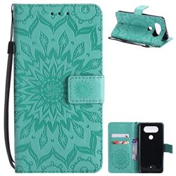 Embossing Sunflower Leather Wallet Case for LG Q8(2017, 5.2 inch) - Green