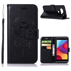 Intricate Embossing Owl Campanula Leather Wallet Case for LG Q8(2017, 5.2 inch) - Black