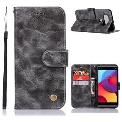 Luxury Retro Leather Wallet Case for LG Q8(2017, 5.2 inch) - Gray