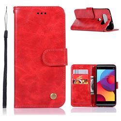 Luxury Retro Leather Wallet Case for LG Q8(2017, 5.2 inch) - Red