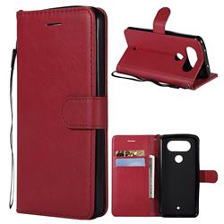 Retro Greek Classic Smooth PU Leather Wallet Phone Case for LG Q8(2017, 5.2 inch) - Red