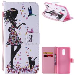 Petals and Cats PU Leather Wallet Case for LG Q8(2018, 6.2 inch)