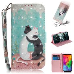 Black and White Cat 3D Painted Leather Wallet Phone Case for LG Q8(2018, 6.2 inch)