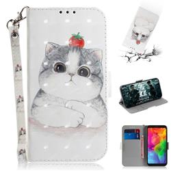 Cute Tomato Cat 3D Painted Leather Wallet Phone Case for LG Q8(2018, 6.2 inch)