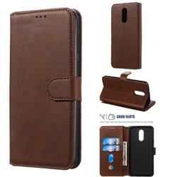 Retro Calf Matte Leather Wallet Phone Case for LG Q8(2018, 6.2 inch) - Brown