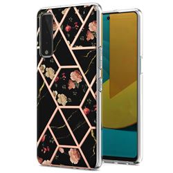 Black Rose Flower Marble Electroplating Protective Case Cover for LG Stylo 7 5G