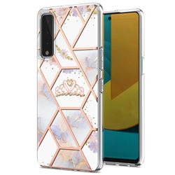 Crown Purple Flower Marble Electroplating Protective Case Cover for LG Stylo 7 5G