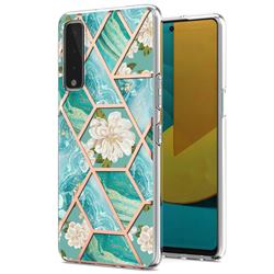 Blue Chrysanthemum Marble Electroplating Protective Case Cover for LG Stylo 7 5G