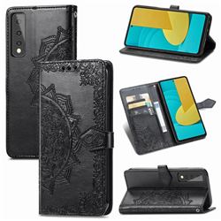 Embossing Imprint Mandala Flower Leather Wallet Case for LG Stylo 7 5G - Black