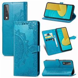 Embossing Imprint Mandala Flower Leather Wallet Case for LG Stylo 7 5G - Blue