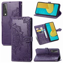 Embossing Imprint Mandala Flower Leather Wallet Case for LG Stylo 7 5G - Purple