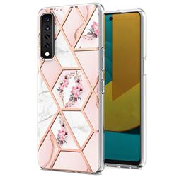 Pink Flower Marble Electroplating Protective Case Cover for LG Stylo 7 4G