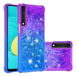 Rainbow Gradient Liquid Glitter Quicksand Sequins Phone Case for LG Stylo 7 4G - Purple Blue