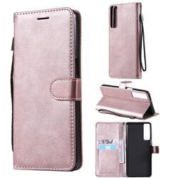 Retro Greek Classic Smooth PU Leather Wallet Phone Case for LG Stylo 7 4G - Rose Gold