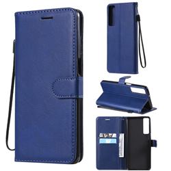 Retro Greek Classic Smooth PU Leather Wallet Phone Case for LG Stylo 7 4G - Blue