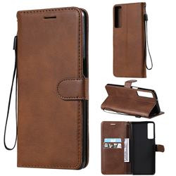 Retro Greek Classic Smooth PU Leather Wallet Phone Case for LG Stylo 7 4G - Brown