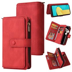 Luxury Multi-functional Zipper Wallet Leather Phone Case Cover for LG Stylo 7 4G - Red