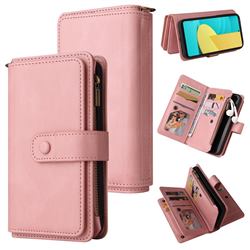 Luxury Multi-functional Zipper Wallet Leather Phone Case Cover for LG Stylo 7 4G - Pink