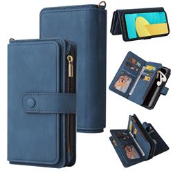 Luxury Multi-functional Zipper Wallet Leather Phone Case Cover for LG Stylo 7 4G - Blue