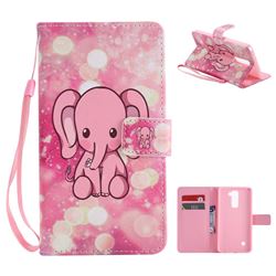 Pink Elephant PU Leather Wallet Case for LG Stylo 2 LS775 Criket