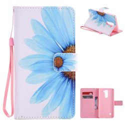 Blue Sunflower PU Leather Wallet Case for LG Stylo 2 LS775 Criket