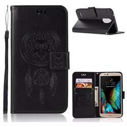Intricate Embossing Owl Campanula Leather Wallet Case for LG Stylus 3 Stylo3 K10 Pro LS777 M400DK - Black