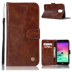 Luxury Retro Leather Wallet Case for LG Stylus 3 Stylo3 K10 Pro LS777 M400DK - Brown