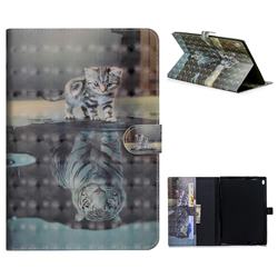 Tiger and Cat 3D Painted Leather Tablet Wallet Case for Lenovo Tab4 10 (Lenovo TB-X304F/L)