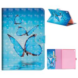 Blue Sea Butterflies 3D Painted Leather Tablet Wallet Case for Lenovo Tab4 10 (Lenovo TB-X304F/L)