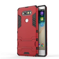 Armor Premium Tactical Grip Kickstand Shockproof Dual Layer Rugged Hard Cover for LG V20 - Wine Red