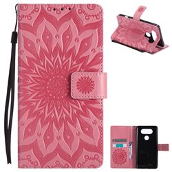 Embossing Sunflower Leather Wallet Case for LG V20 - Pink