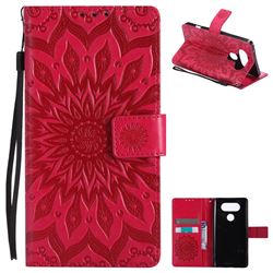 Embossing Sunflower Leather Wallet Case for LG V20 - Red