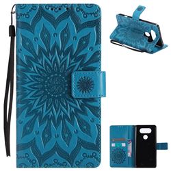 Embossing Sunflower Leather Wallet Case for LG V20 - Blue